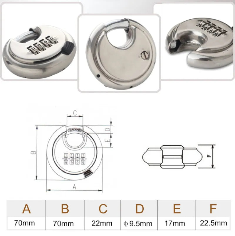 Cadenas à disque à combinaison à 4 cadrans Stlbx