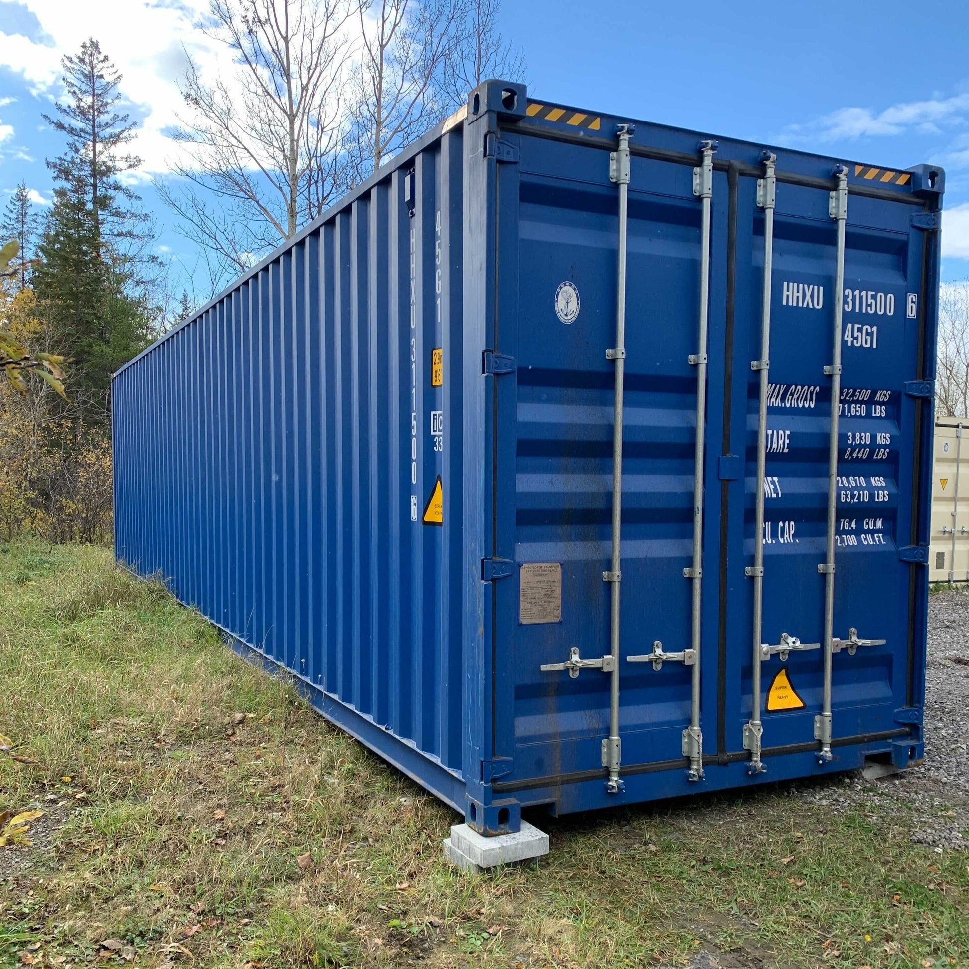 Blue 40 foot high cube shipping container