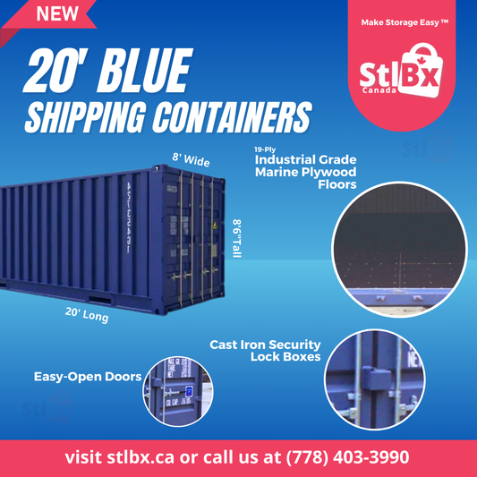 New 20-foot Blue Shipping Container